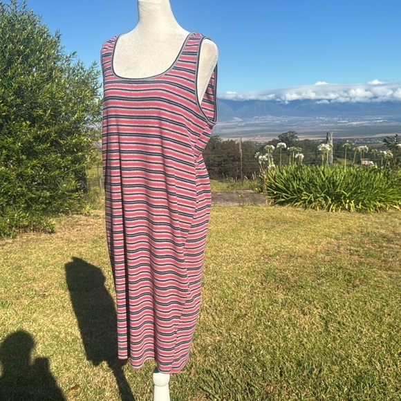 Motherhood Maternity Striped Ribbed Midi Tank Dress Xl - Picture 2 of 5